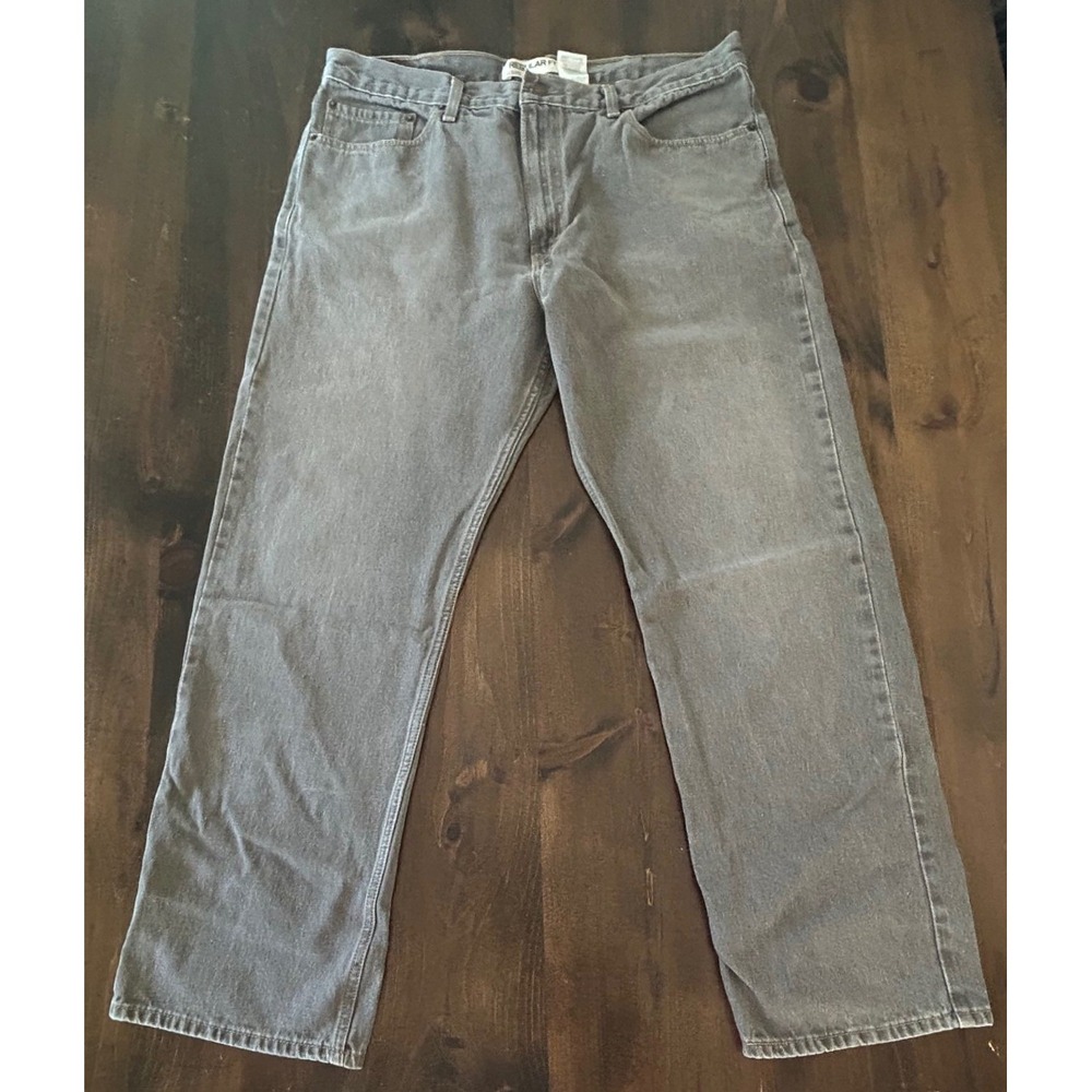Levis 505 Jeans Mens 38x30 Grey Regular Fit Straight Leg Denim Classic Gorpcore